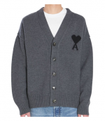 Dark Grey Cardigan With Contrasted Ami De Coeur Felted Merino Wool Knit