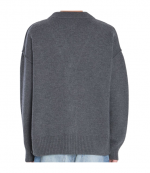 Dark Grey Cardigan With Contrasted Ami De Coeur Felted Merino Wool Knit