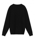 Black Crewneck Sweater With Contrasted Ami De Coeur Merino Wool Knit