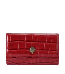 Red Croc Print/Leather Kensington Chain Wallet