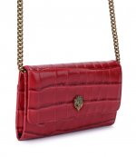 Red Croc Print/Leather Kensington Chain Wallet