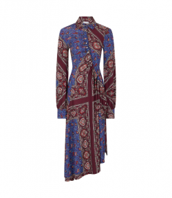 Purple Bandana Paisley Scarf Bi Robe Long Dress