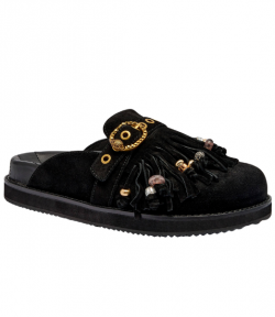 Black Suede Mayfair Fringe Mule