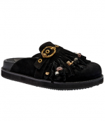 Black Suede Mayfair Fringe Mule