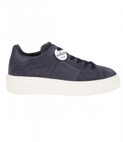 Suede Navy Blue H-Stripes Allacciato Banda