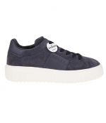 Suede Navy Blue H-Stripes Allacciato Banda