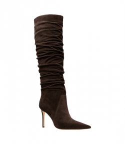 Chocolate Suede Leather Dawn Heeled Boot