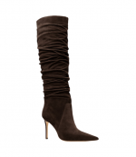 Chocolate Suede Leather Dawn Heeled Boot