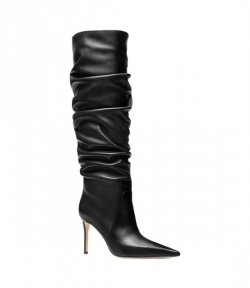 Black Leather Dawn Heeled Boot