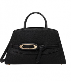 Black Leather Cornelia Md Buckle Satchel