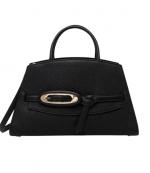 Black Leather Cornelia Md Buckle Satchel