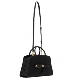 Black Leather Cornelia Md Buckle Satchel