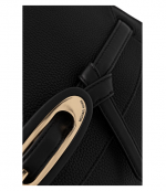 Black Leather Cornelia Md Buckle Satchel