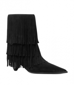 Black Suede Leather Jayla Heeled Bootie
