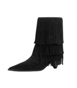 Black Suede Leather Jayla Heeled Bootie