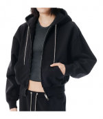 Zip Up Black Hoodie 192722645611W/ Rhinstones