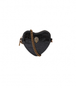 Micro Heart Black Croc Print Crossbody