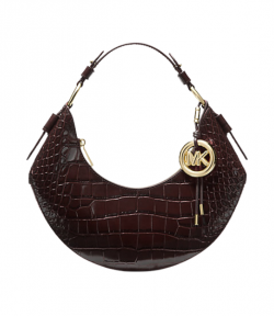 Chocolate Koa Md Embossed Leather Shoulder Bag
