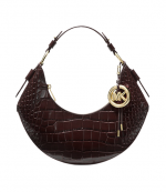 Chocolate Koa Md Embossed Leather Shoulder Bag