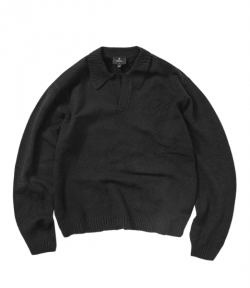 Jet Black R Logo Knitted Polo