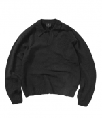 Jet Black R Logo Knitted Polo