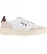 White/Burgundy Medalist Low Wom Leather/Suede