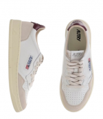 White/Burgundy Medalist Low Wom Leather/Suede