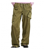 Khaki Duchesse Nylon Oversized Elasticated Pants