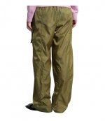 Khaki Duchesse Nylon Oversized Elasticated Pants
