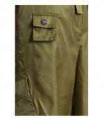 Khaki Duchesse Nylon Oversized Elasticated Pants