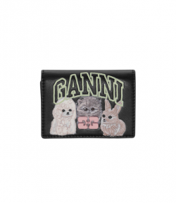 Black Ganni Bou card Holder With Flap Animals