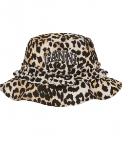 Leopard Washed Cotton Canvas Bucket Hat