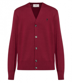 Cherry Cardigan With Black Adc Merino Wool Knit