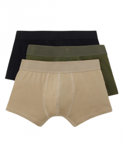 Three Pack Ami De Coeur Stretch Cotton Boxers Anthracite/Olive/Ivory
