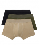Three Pack Ami De Coeur Stretch Cotton Boxers Anthracite/Olive/Ivory