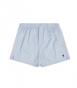 Light Blue/Natural White Poplin Striped Boxer
