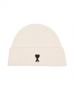 Ecru Ami De Coeur Merino Wool Knit Beanie