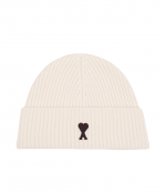 Ecru Ami De Coeur Merino Wool Knit Beanie