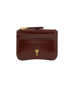 Cherry Glazed Leather Paris Zip Card Holder