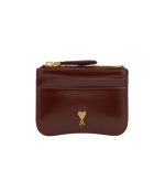 Cherry Glazed Leather Paris Zip Card Holder