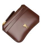 Cherry Glazed Leather Paris Zip Card Holder