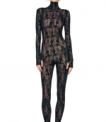 Black Long Sleeve Slim Fit Turtle Catsuit W/Footie