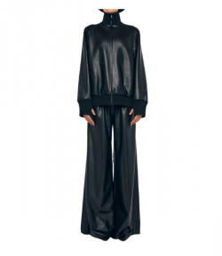 Black Oversized Turtle Bomber Jacket To Hip
