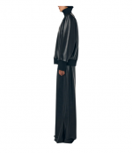 Black Oversized Turtle Bomber Jacket To Hip