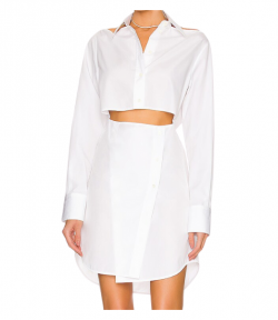 Cut- Out Poplin White Shirt Dress