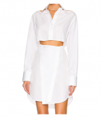 Cut- Out Poplin White Shirt Dress