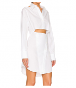 Cut- Out Poplin White Shirt Dress