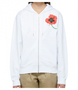 Kenzo Poppy Zip Up White Sweatshirt