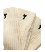 Ecru Three Pack Cotton Black Adc Socks