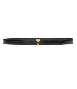Black/Gold Glazed Leather Ami De Coeur Buckle Belt 25MM